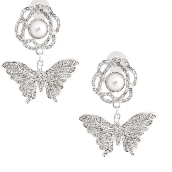 BUTTERFLY RHINESTONE EARRINGS - Picture 2 of 2
